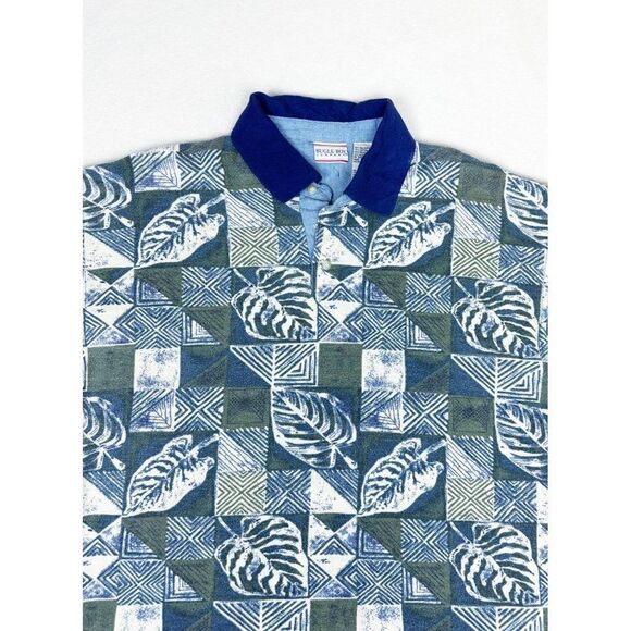 Vintage Bugle Boy Polo Shirt Large Golf Plant All over Print - Picture 1 of 8